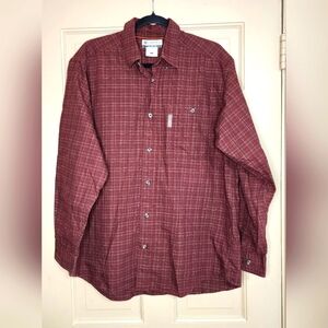 Columbia Deep Burgundy Plaid Casual Button Down Shirt